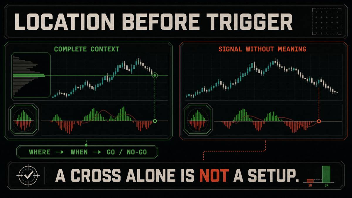 Location before trigger: a QPulse cross at a level versus a cross in the middle of nowhere
